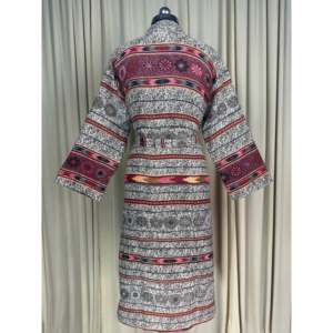 Bata Kimono de Lana de Yak para Mujer, Cálida y Acogedora para Invierno, con Rayas Beige, Cárdigan, Abrigo de Casa con Bolsillos Originales, Ropa de Estar Romántica - Product Image 3