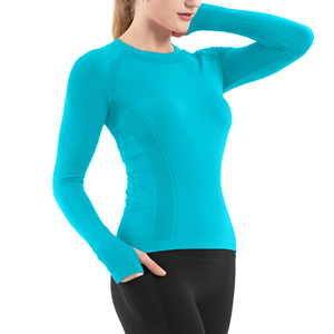 Haut de yoga à manches longues, respirant, avec trou pour le pouce, pour la course, la gym, l'entraînement, léger et performant - Product Image 1