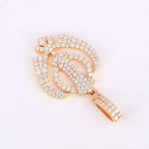 จี้เพชรโมอิสทรงกลมสไตล์ฮิปฮอปจี้โลโก้ออกแบบได้ตามต้องการสีเหลืองทองแบบ14KT - Product Image 3