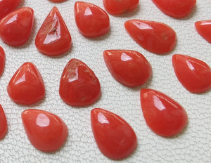 พลอยปะการังลูกแพร์สีแดงธรรมชาติอัญมณีหลวมขัดเงาเรียบเนียนพร้อมสำหรับเครื่องประดับ - Product Image 5