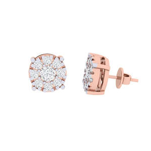 ต่างหูทองคำแท้ประดับเพชรแท้ทรงกลุ่ม สีเหลือง/ชมพู/ขาว ทอง 14K/18K ความบริสุทธิ์สูง เพชรคุณภาพพรีเมียม - Product Image 1