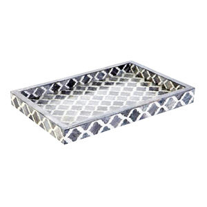 Bandeja de servicio rectangular con Incrustaciones de nácar con asas de inserción Bandeja de servicio de mesa de centro o artículos de servicio y artículos decorativos - Product Image 2