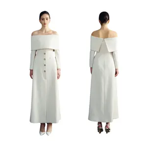 女装正式奢侈品牌Layla连衣裙白色棕色人造丝氨纶编织布盒白色制造商
