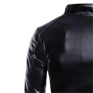 Veste en toile et cuir pour homme, écologique, très bien cotée, grande taille, style streetwear, manteau d'hiver, logo frontal, coupe-vent, respirant - Product Image 5