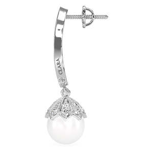 Pendientes de Plata de Ley 925 con Baño de Rodio y Perla Akari con Circonita Suiza para Mujeres y Niñas - Product Image 3