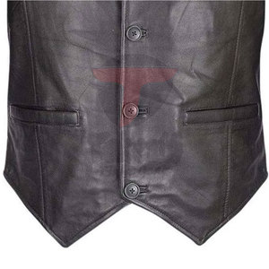 Automne hommes gilet en cuir avec col en V respirant chaud Logo personnalisé vêtements d'extérieur pour tenue décontractée prix raisonnable - Product Image 2