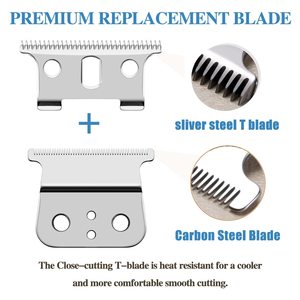 Lot de 3 lames de rechange professionnelles en T pour tondeuses, en acier inoxydable, électriques et alimentées par USB, pour la coupe de cheveux de barbier - Product Image 4