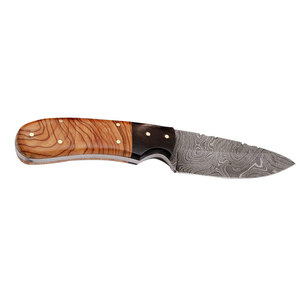 Cuchillo desollado de acero de Damasco de alta calidad con Funda de cuero cosida a mano para caza y pesca - Product Image 5