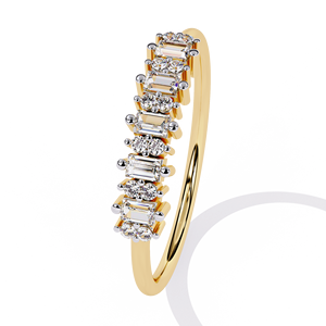 Bague Éternité Classique en Or Jaune 14K 18K avec Diamants VVS VS Clarté, Coupe Baguette, Bijou Fin Élégant - Product Image 4