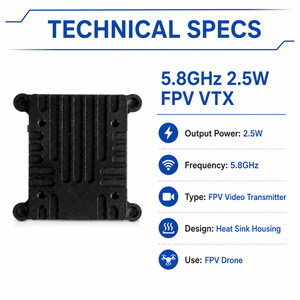 Émetteur vidéo FPV 5,8 GHz 2,5 W longue portée avec dissipateur thermique pour drone FPV UAV - Product Image 3