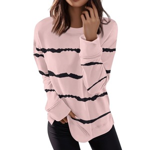 Suéteres de Algodón a Rayas para Mujer, Primavera-Otoño, Sudadera con Capucha de Manga Larga, Jersey Transpirable, Camisetas Casuales - Product Image 5