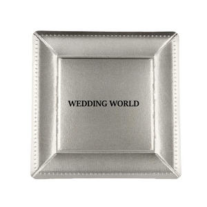 Plaque de charge en métal perlé argenté nouveauté plateau de chocolat design fait à la main classique élégant plaque de chargeur en métal fantaisie - Product Image 2