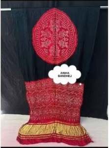 Colección Festival, Sari de Seda Rasmandal Gajji, Sari Tradicional Indio de Seda Rasmandal Gajji Bandhej a Bajo Precio por Proveedor - Product Image 5