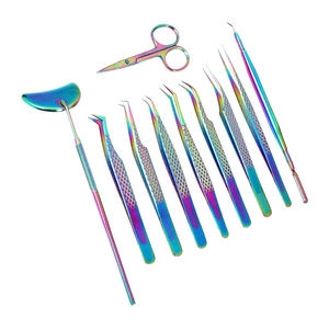 Ensemble de pinces à cils en acier inoxydable de précision de 7 pièces pour extensions de cils outils de beauté en gros à bas prix - Product Image 3