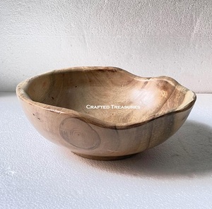 Bol en résine époxy et bois Vintage Vernis Acacia Bois Sculpté Saladier Service Grand - Product Image 4