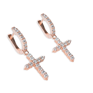 New Arrivals Luxury 14K Gold VVS Lab Grown Diamond <b>Earrings</b> Elegant <b>Cross</b> Hoop for <b>Men</b> and Women for Wedding Hip Hop Occasions - Product Image 6