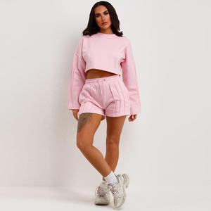 Sudadera de cuello redondo con logotipo personalizado, Jersey corto, camisetas de manga larga, pantalones cortos con cordón, trajes de chándal, estilo informal transpirable para primavera - Product Image 3