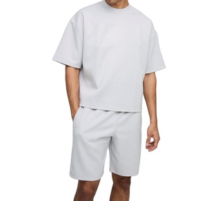 Conjunto de Ropa Informal para Hombre, 100% Algodón, Diseño Holgado para el Hogar, Pantalones Cortos con Cintura Media y Cierre con Cordón, Transpirable - Product Image 1