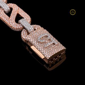 Rose Gold Two Tone <b>Iced</b> <b>Out</b> Cuban <b>Chain</b> 925 Silver Moissanite Unisex Necklace-Hip Hop Style by Shreya Diam - Product Image 4