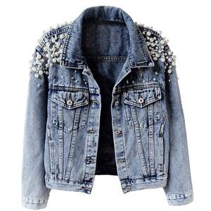 Veste en jean au design personnalisé pour femmes avec col rabattu respirant motif floral en gros - Product Image 1