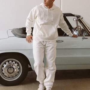 Vente en gros OEM ensemble survêtement 2 pièces pour femmes de haute qualité en coton épais pantalon de survêtement surdimensionné à capuche motif solide long - Product Image 6