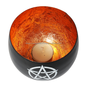 Support votif en métal de fer de conception de pentacle en gros écologique avec la bougie dans le ton noir et blanc à un prix abordable - Product Image 4