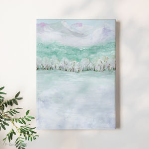 Modern Pastel Winter Wonderland Landscape Premium Canvas Art avec cadre en bois-Vente en gros - Product Image 3