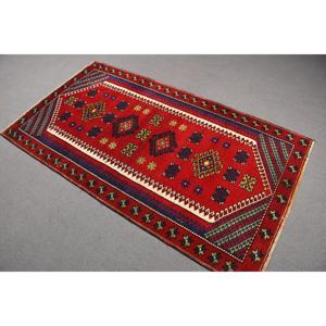 Rug, 3.37x6.1 ft Turkish Rug, <b>Red</b> Floral Rug <b>Wool</b> - Product Image 1