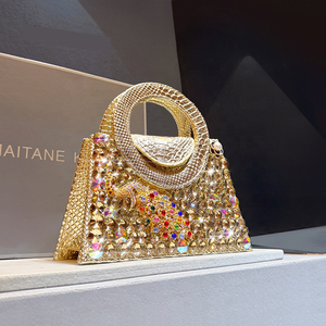 Luxury Gold Rhinestone Evening <strong>Bag</strong> Diamond Crystal Wedding Party Handbag for Women <strong>Sparkling</strong> Snake Pattern Leather Tote <strong>Bag</strong> - Product Image 2