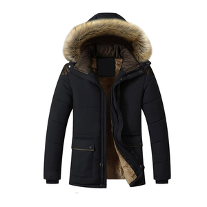 Manteau d'extérieur épais à fermeture éclair pour hommes Parka chaude en coton rembourré Veste parka à col montant pour hommes - Product Image 4