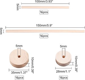 64 ruedas artesanales de madera de 1,1 y 1,4 pulgadas con palos de madera ruedas artesanales con 0,2 agujeros para bricolaje - Product Image 2