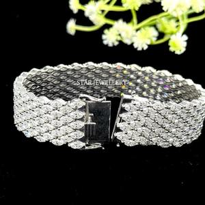 925 argent Sterling brillant Marquise coupe VVS Moissanite diamant 18MM luxe chrétien unisexe cadeau Bracelet - Product Image 3