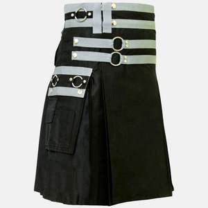 กระโปรงพับลายตารางของผู้ชายกระโปรงพับลายตามสั่งสายหนังไฮบริด - Product Image 2