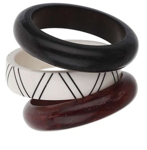 Juego de Brazaletes de Madera Tallados a Mano con Patrón Geométrico, Joyería de Moda Clásica y Elegante Unisex de Primera Calidad para Bodas - Product Image 3
