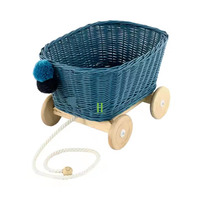 Wagon en rotin violet de haute qualité pour enfants jouets en rotin à la mode pour enfants chariot de poupée en osier écologique chariots à main chariot couleur personnalisée