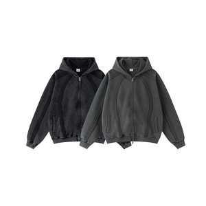 Sudadera con capucha de lana con cremallera transpirable de gran tamaño para invierno - Product Image 4