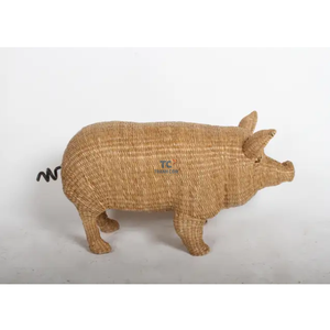 Jacinto de agua de juego tejido a mano, figura de cerdo grande de pie de cuerda, cerdo de fregado hecho en Vietnam, precio al por mayor - Product Image 4