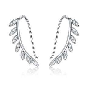 Sterling <b>Silver</b> Crystal Leaf Climber <b>Earrings</b> - Product Image 1