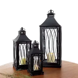 Handmade Factory Price Wholesale Indian portable hanging candle metal silver 3 Piece Tabletop Lantern For Home Decor And Party