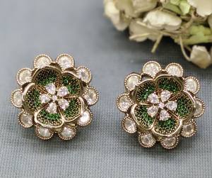 Moissanite Mehandi de moda Tops y pendientes de tuerca Sku AE 167 BG/ - Product Image 2