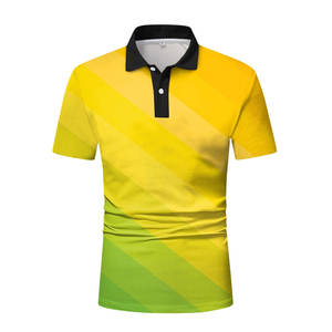 Chemise de performance pour homme |   Impression numérique à dégradé diagonal jaune-vert |   Tissu respirant, anti-humidité et à séchage rapide - Product Image 1