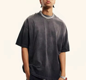 Nueva llegada 2025 100% Camiseta de algodón Oversize Acid Wash heavyweight Casual Print camiseta para hombres - Product Image 3