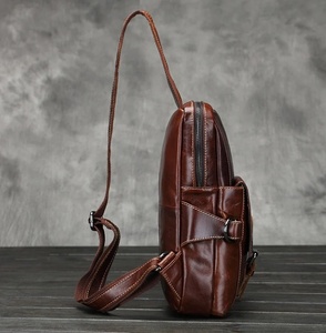 Popular Smooth Premium Pattern Outdoor Casual Luxury Leather Earphone Hole <b>One</b> Shoulder Waist Bag Chest Bag for <b>Men</b> LCB-0060 - Product Image 4