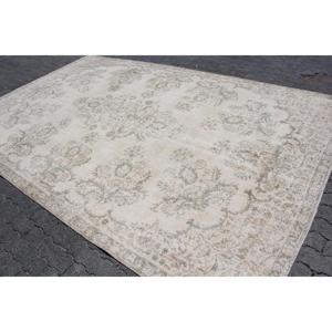 Tapis turc 7,3 x 11,7 pieds, tapis vintage, tapis à bordure blanche en laine - Product Image 2