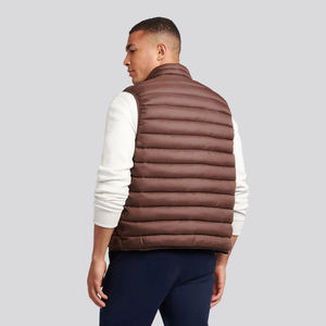 Gilets bouffants chauds pour hommes Offre Spéciale léger col montant couleur marron vêtements d'extérieur gilet matelassé veste sans manches à glissière - Product Image 2