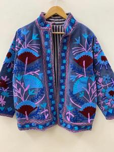 Outwear Velours Veste Courte À La Main Velours Vintage Suzani Avec Poche Hiver Veste Courte Bomber Floral Veste Pour Femmes - Product Image 2
