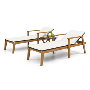 Chaise de jardin en teck massif avec structure en bois et rembourrage en mousse, au design moderne et minimaliste - Product Image 4