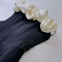 Corset sexy noir réglable style gothique pour femme, en satin tissé fin, avec dos lacé et fermeture à busc, gainant, respirant, sans couture, motif floral