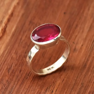 แหวนพลอยอัญมณีสีเงิน925สไตล์โบฮีเมียนทรงวงรีสำหรับตัดรูปวงรีของขวัญวันครบรอบศาสนาคริสเตียนแหวนพลอยทับทิม - Product Image 4