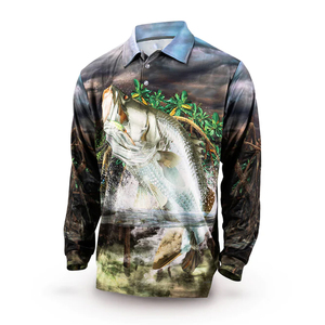 Camisas de pesca de Polo de manga larga transpirables suaves profesionales para adultos Impresión de sublimación completa de secado rápido de talla grande a prueba de agua - Product Image 3